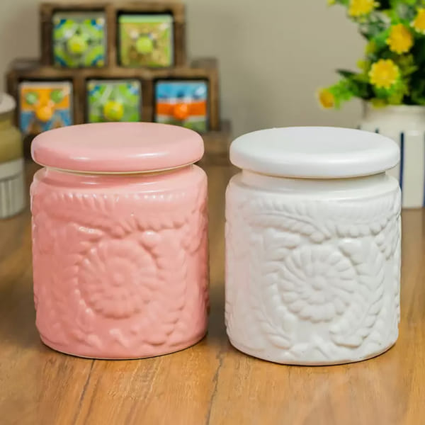 Ceramic Textured Jar - Assorted - 400 ml - Single Piece