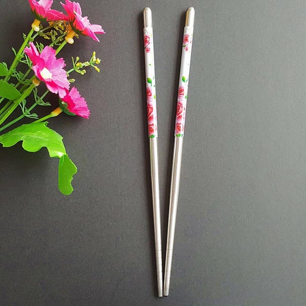 Chopsticks - Floral Pair - Reusable Eco-Friendly Stainless Steel