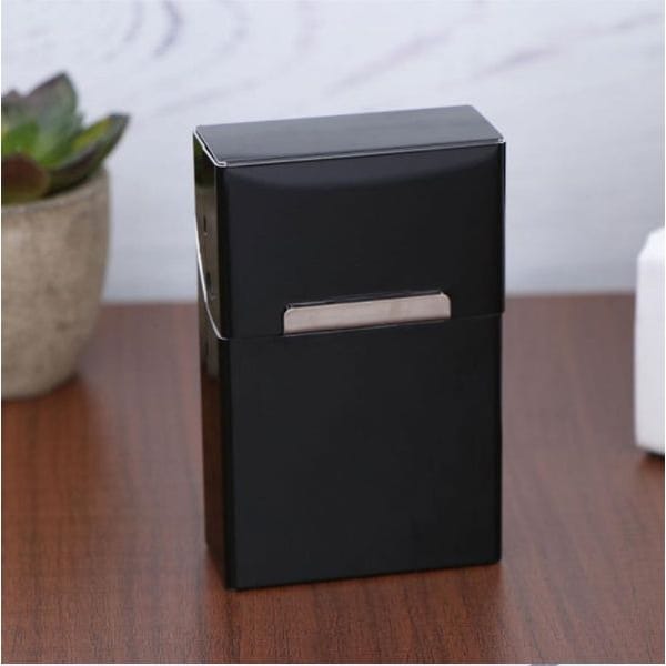 Cigarette Case - Metal - Black - Single Piece