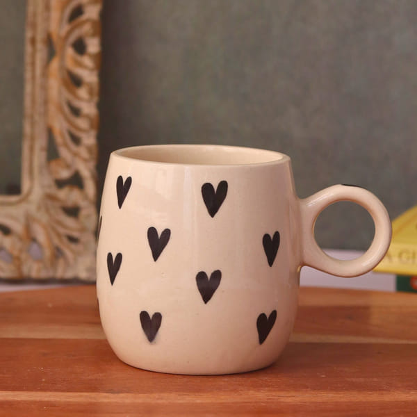 Classy Black Heart Mug - Single Piece
