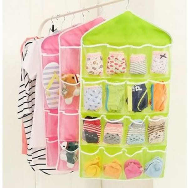 Cloth Organizer With Hanger - 16 Compartments - Single Piece