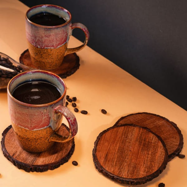 Coasters - Wooden Bark - Set Of 4