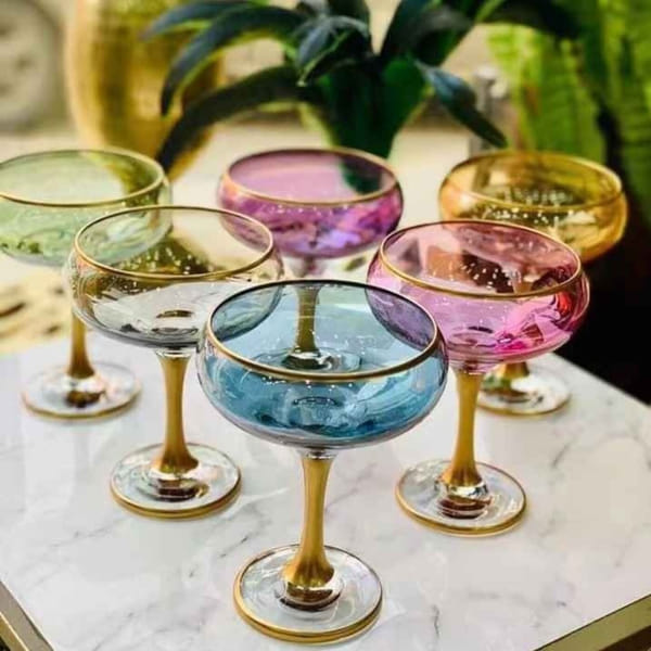 Cocktail Glasses - Golden Rim - Set Of 6