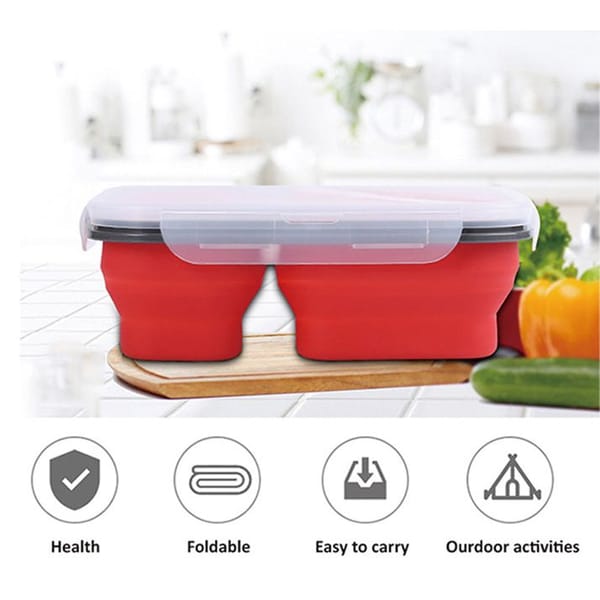 Collapsible Lunch Box - Silicone - Red - Single Piece
