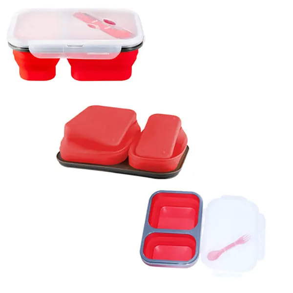 Collapsible Lunch Box - Silicone - Red - Single Piece