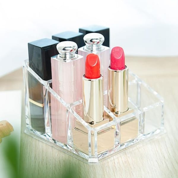Cosmetic Organizer - 9 Slots - Acrylic - Single Piece