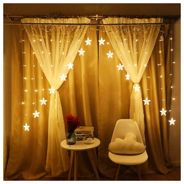 Curtain Lights - LED And Star - Warm White