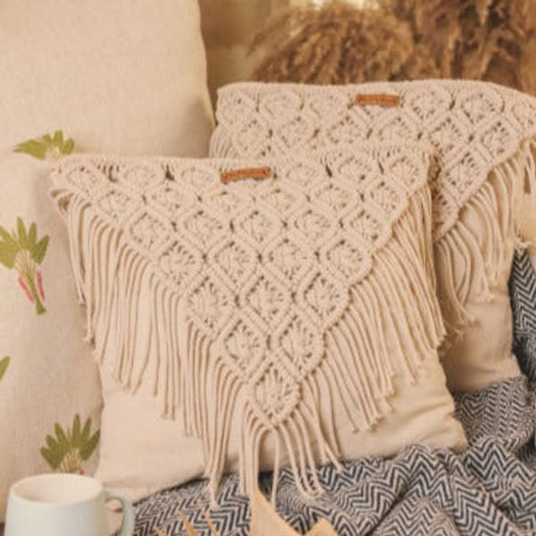 Cushion Cover - Bohemian - V Shape Knotted - Single Piece