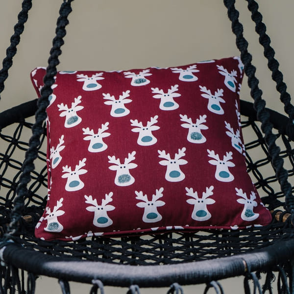 Cushion Cover - Maroon Reindeer