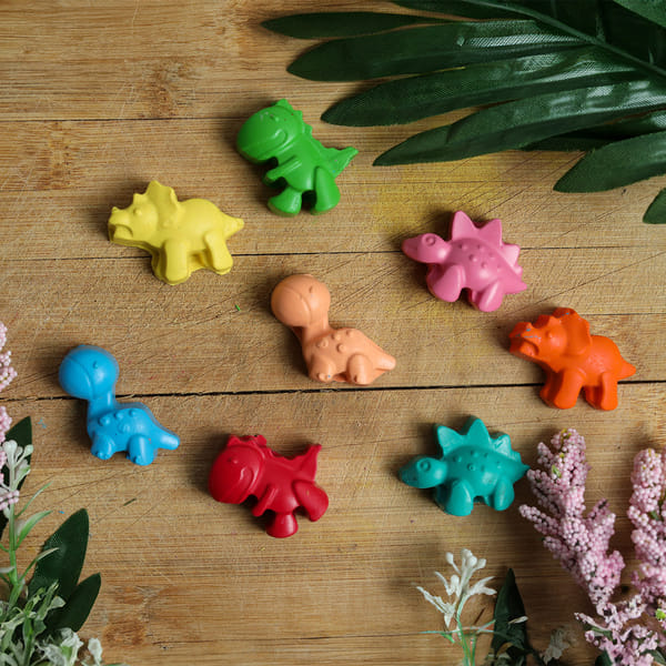 Cute Dinosaur-Shaped Crayons - Set Of 8