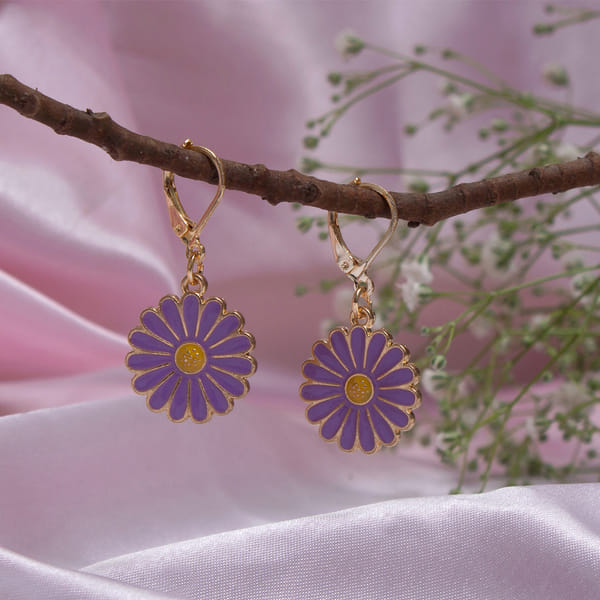 Cute Purple Floral Earrings