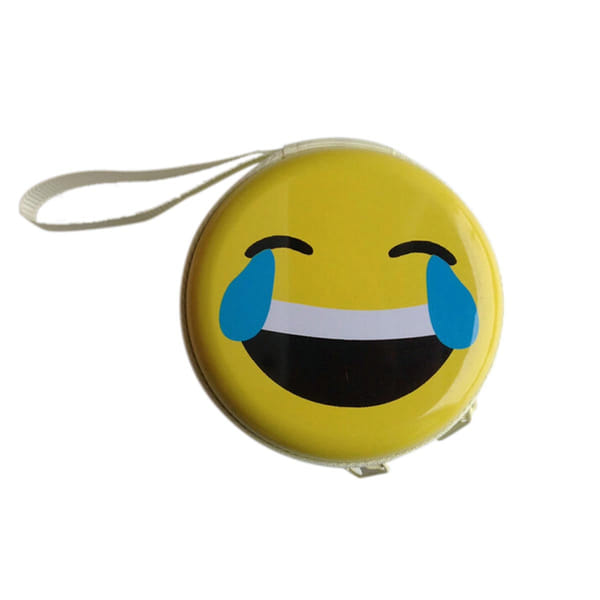 Earphone Case Round Tin Steel Zipper - Assorted Design - 1 Piece