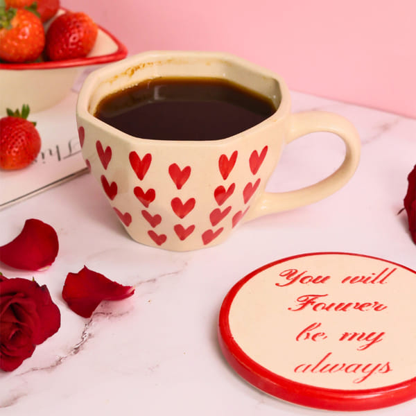 Endearing Heart Mug And Coaster Set - Single Piece