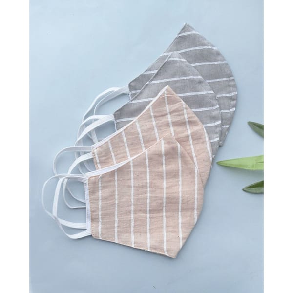 Face Mask - Grey And Beige - Set Of 4