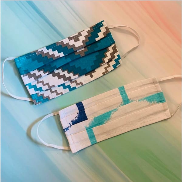 Face Masks - White And Blue - Set Of 2