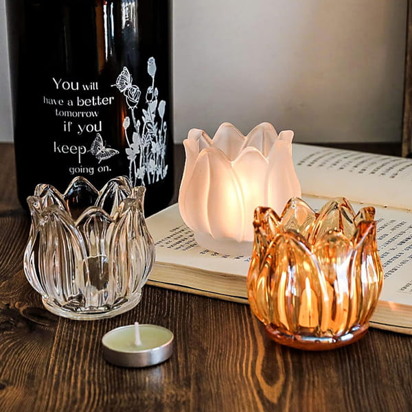 Floral Acrylic Candle Holder - Assorted - Single Piece
