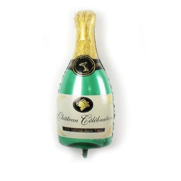 Foil Balloon - Champagne Bottle - Green - Single Piece