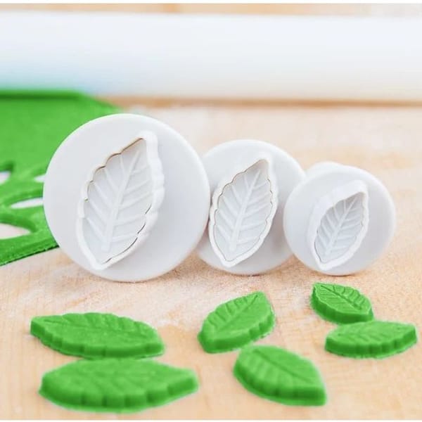 Fondant Plunger Cutter - Leaf - Set Of 3
