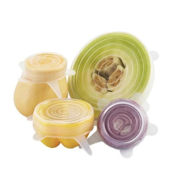 Food Cover Lid - Reusable - Silicone - Set Of 6