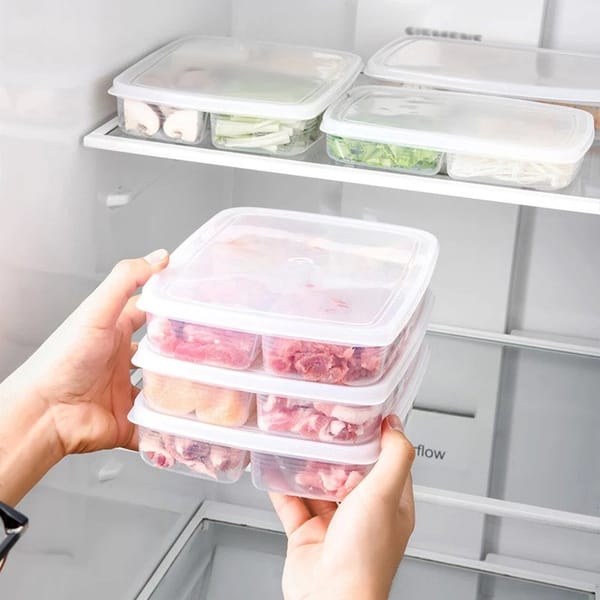 Fridge Storage Box With Lid - 4 Slots - Single Piece