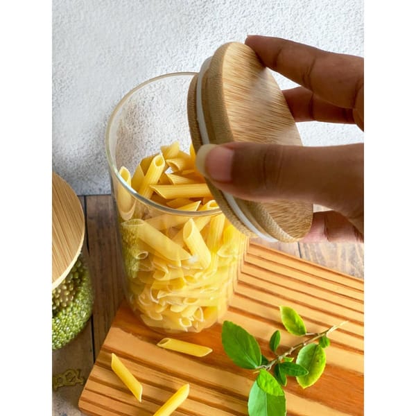 Glass Jar With Bamboo Lid - Single Piece