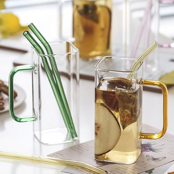 Glass Sipper - Handle And Straw - Transparent - Single Piece