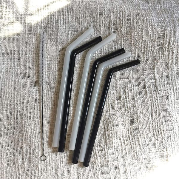 Glass Straw - Black And White - Set Of 6