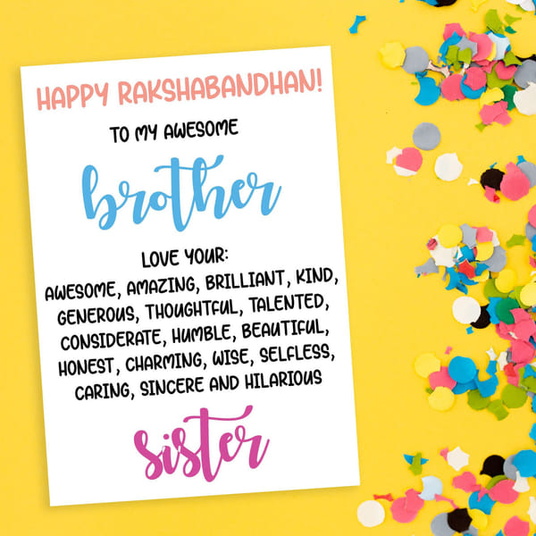 Greeting Card - Raksha Bandhan - Awesome Brother - Single Piece