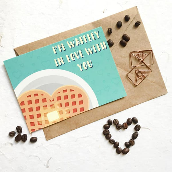Greeting Card - Wafflely In Love - Single Piece