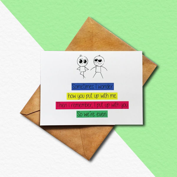 Greeting Card - We Are Even - Single Piece