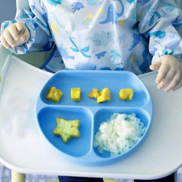 Grip Self Feeding Dish - Silicone - Blue - Single Piece