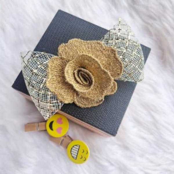 Hair Clip - Gold Bow - Medium - Single Piece