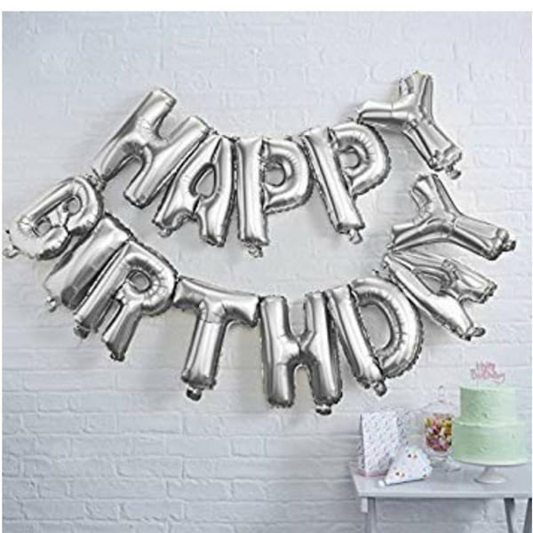 Happy Birthday - Foil Balloons Set - Silver