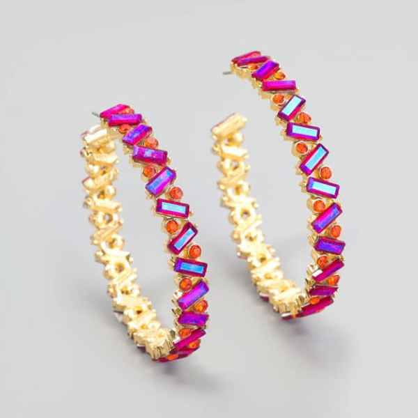 Hoops - Crystal Rhinestone - Red