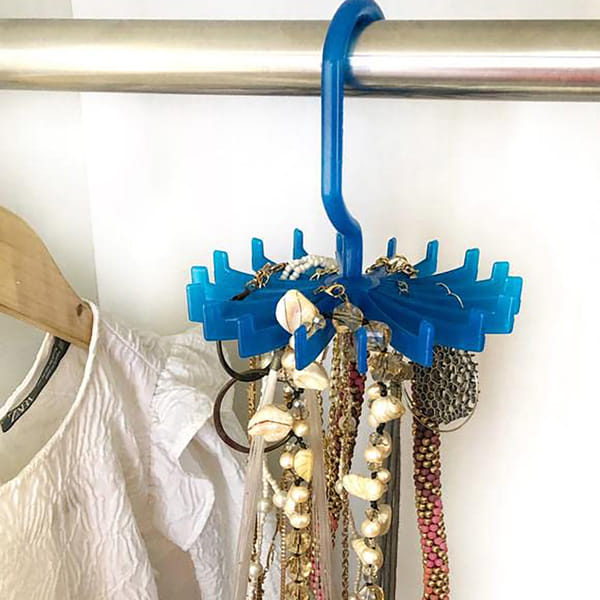 Jewellery Hanger And Organizer - Round - Plastic - Blue - Set Of 2