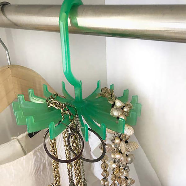 Jewellery Hanger And Organizer - Round - Plastic - Green - Set Of 2