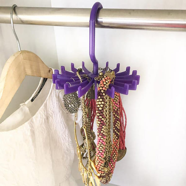 Jewellery Hanger And Organizer - Round - Plastic - Purple - Set Of 2