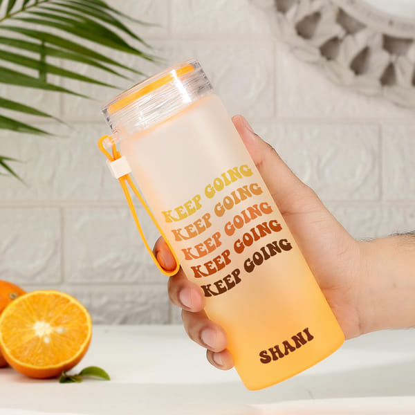 Keep Going - Frosted Glass Bottle - Personalized - Orange