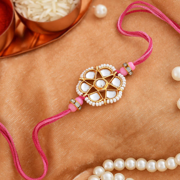 Kundan And Pearl Star Rakhi