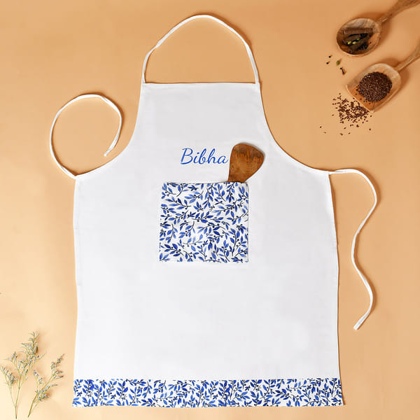 Leaf Print Personalized Canvas Apron