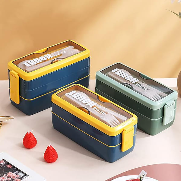 Lunch Box - 3 Layer - Wheat Straw - Assorted - Single Piece