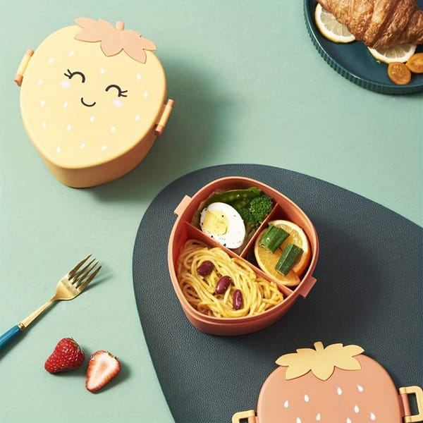 Lunch Box With Cutlery - Strawberry - Assorted - Single Piece