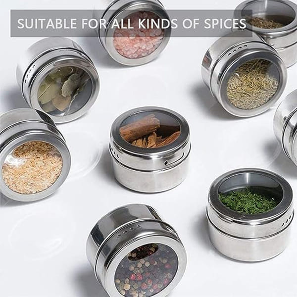 Magnetic Canister With Tray - Stainless Steel - Set Of 4