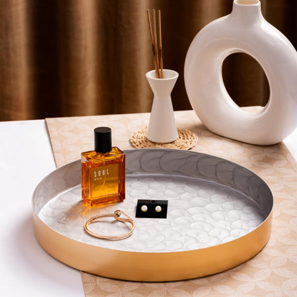 Metal Tray - Round - Shell White - Single Piece