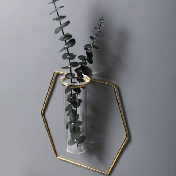Metal Vase - Floating - Hexagon - Single Piece