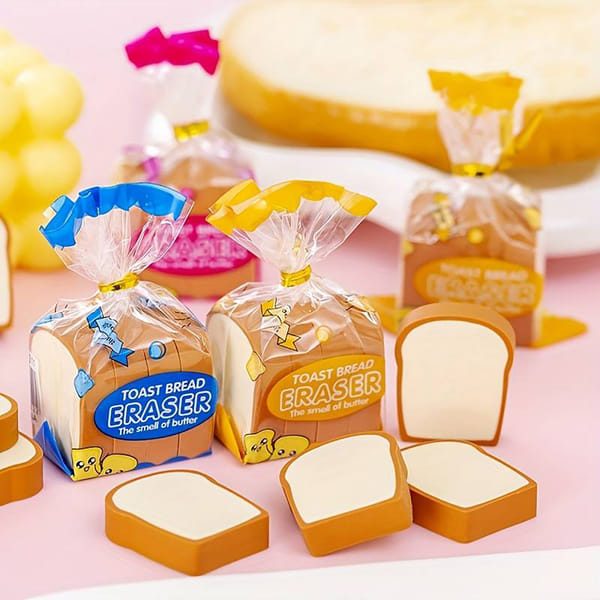 Mini Eraser - Bread Shaped - Set Of 4