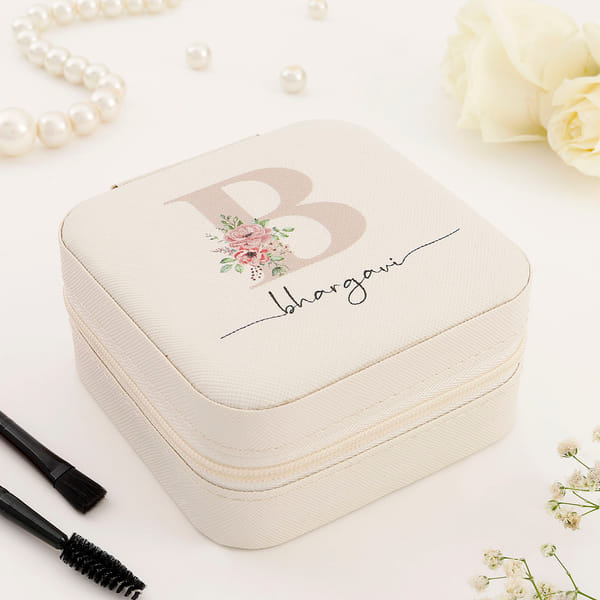 Mini Jewellery Organizer Box - Personalized - Off White