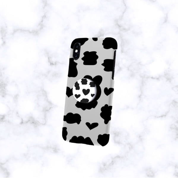 Mobile Grip Holder Moo Griptok Black And White Single Piece