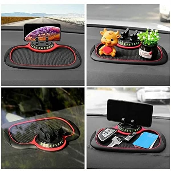 Mobile Holder With Organizer - Car - Anti Slip - Single Piece