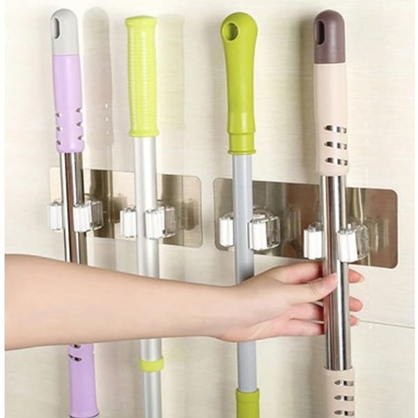 Mop And Broom Holder - 2 Slots - SIngle Piece